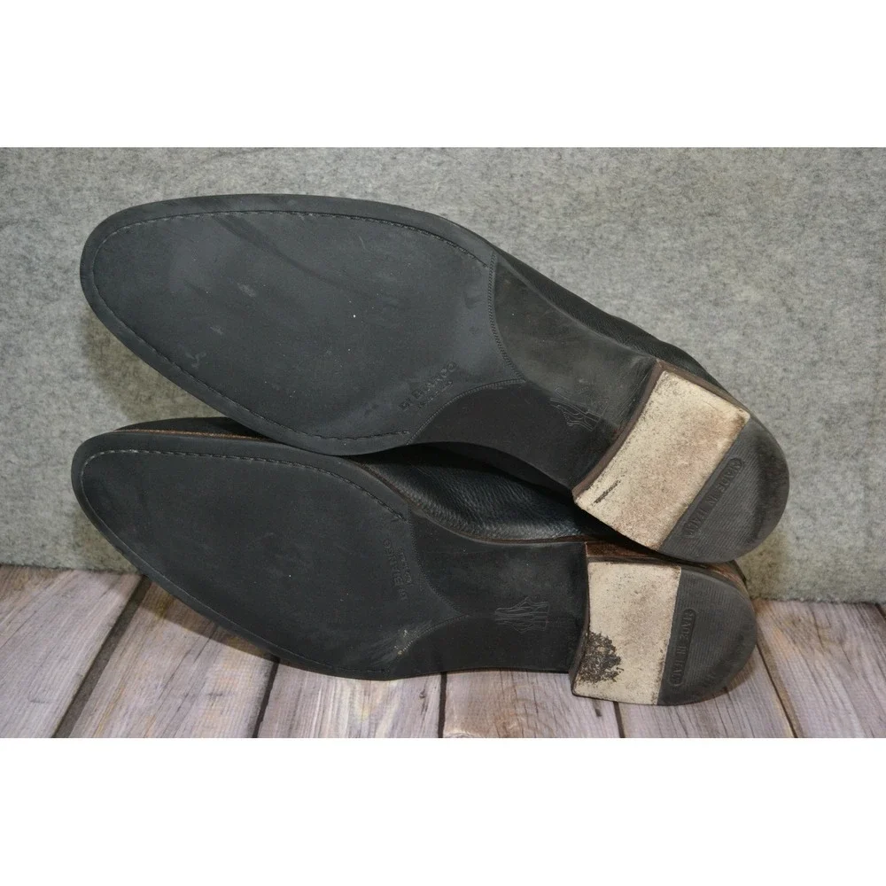 Di Bianco Shoes Mens 10 Black‎ Leather Slip On Dress Rubber Sole Loafers - Italy